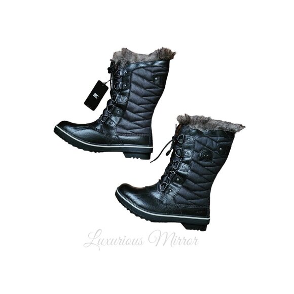 Sorel Tofino II Faux Fur Waterproof Lace Up Lined Boots Sz 7 Black Stone Women - Picture 3 of 10